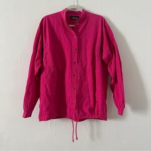 Vintage 80s Stanly Pink Utility Jacket with Drawstring Waist